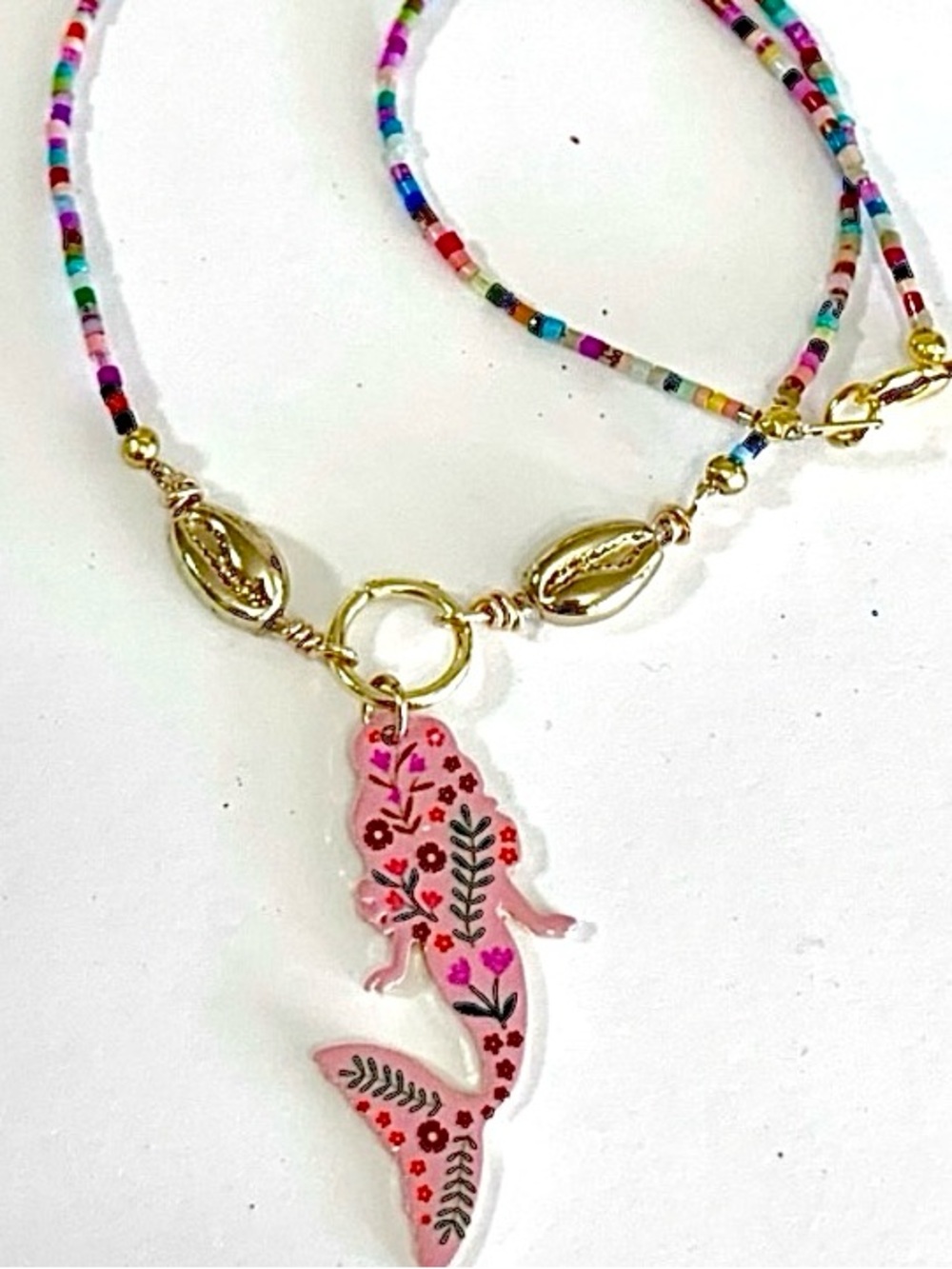 Colorful Italian Glass Mermaid Necklace